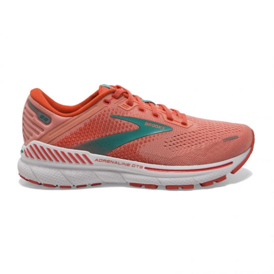 Women's Brooks Adrenaline GTS 22 Coral/Latigo Bay/White Womens Brooks Adrenaline GTS 22 Coral/Latigo Bay/White